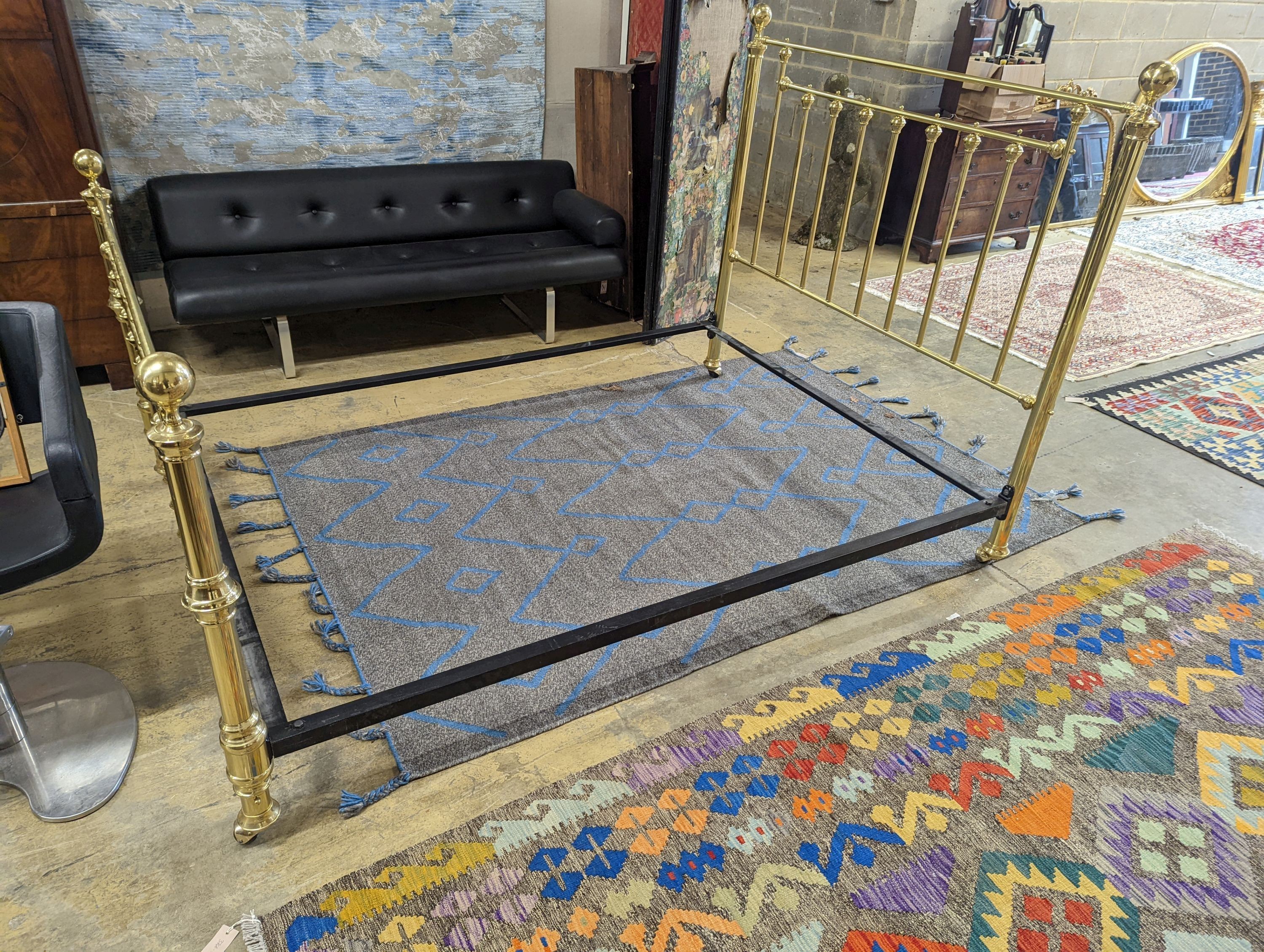 A Victorian style brass double bed frame, width 151cm, length 208cm